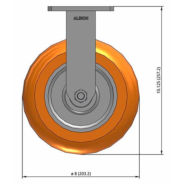 Side view drawing of caster with dimensions
